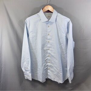 Stenstroms Shirt Mens 17 3/4 45 Blue Check Fitted Body Twofold Super Cotton